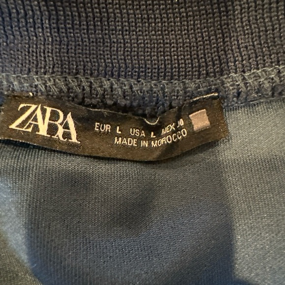 ZARA MENS BASIC JACKET LARGE NAVY BLUE FULL ZIPPER 2 POCKETS TURTLENECK - Picture 4 of 7